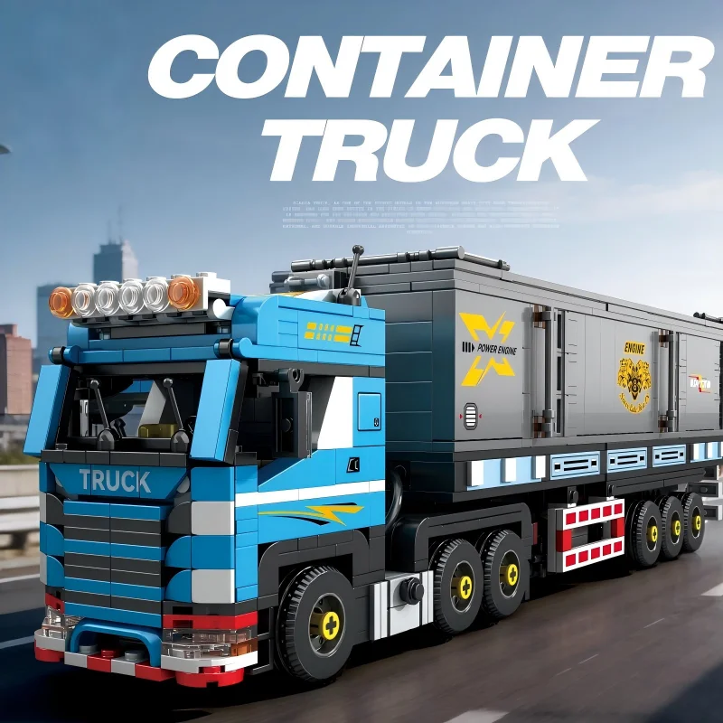 Container Truck And Luxury Motorhome Building Blocks Heavy Truck Camper Van Model Multiple Movable Structures Desktop Toy Gift