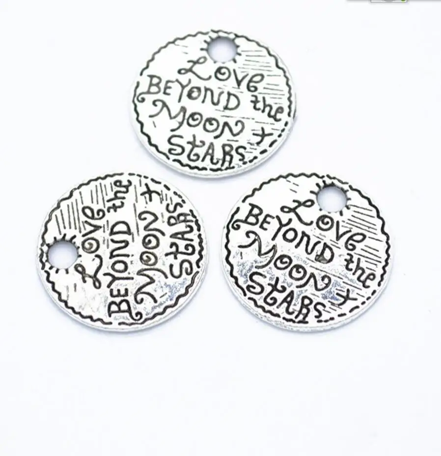8pcs Silver Plated Love Beyond The Moon&Stars Pendant DIY Charms For Necklace Bracelet Jewelry Crafts Making 20mm F0910