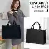 Canvas Bag Three-dimensional Canvas Tote Bag Black Tote Shopping Bags
