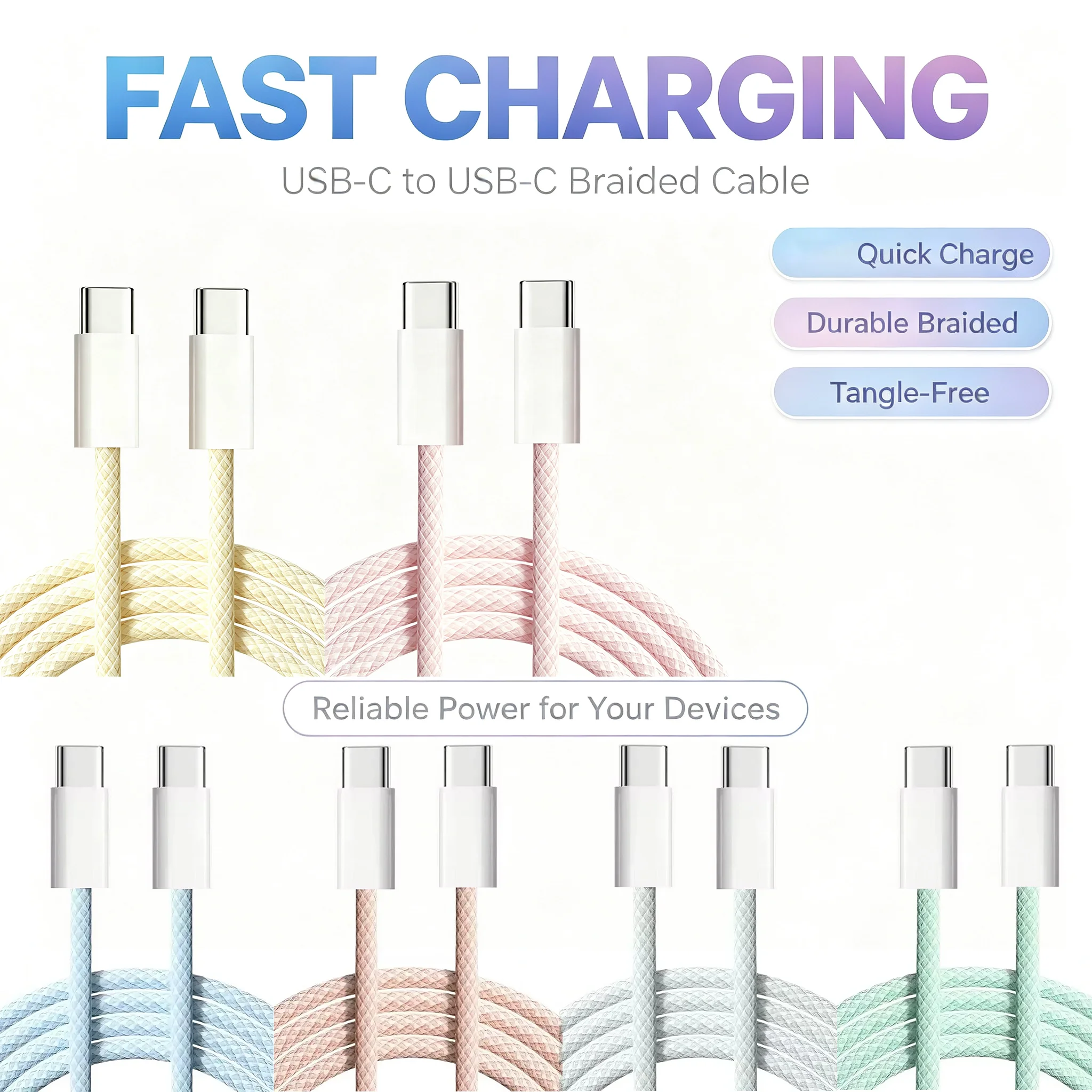 USB C Cable,5-Pack USB C to USB C Cable For iPhone Charger Cord,Fast Charging For Samsung For Switch 2,For iPad, For MacBook