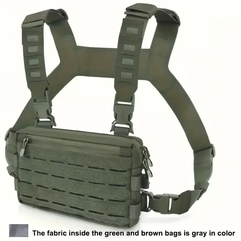 1000D Nylon Tactical Chest Bag Wear-resistant EDC Chest Pack Hip-hop Streetwear Travel Chest Rig for Camping Fishing Sports