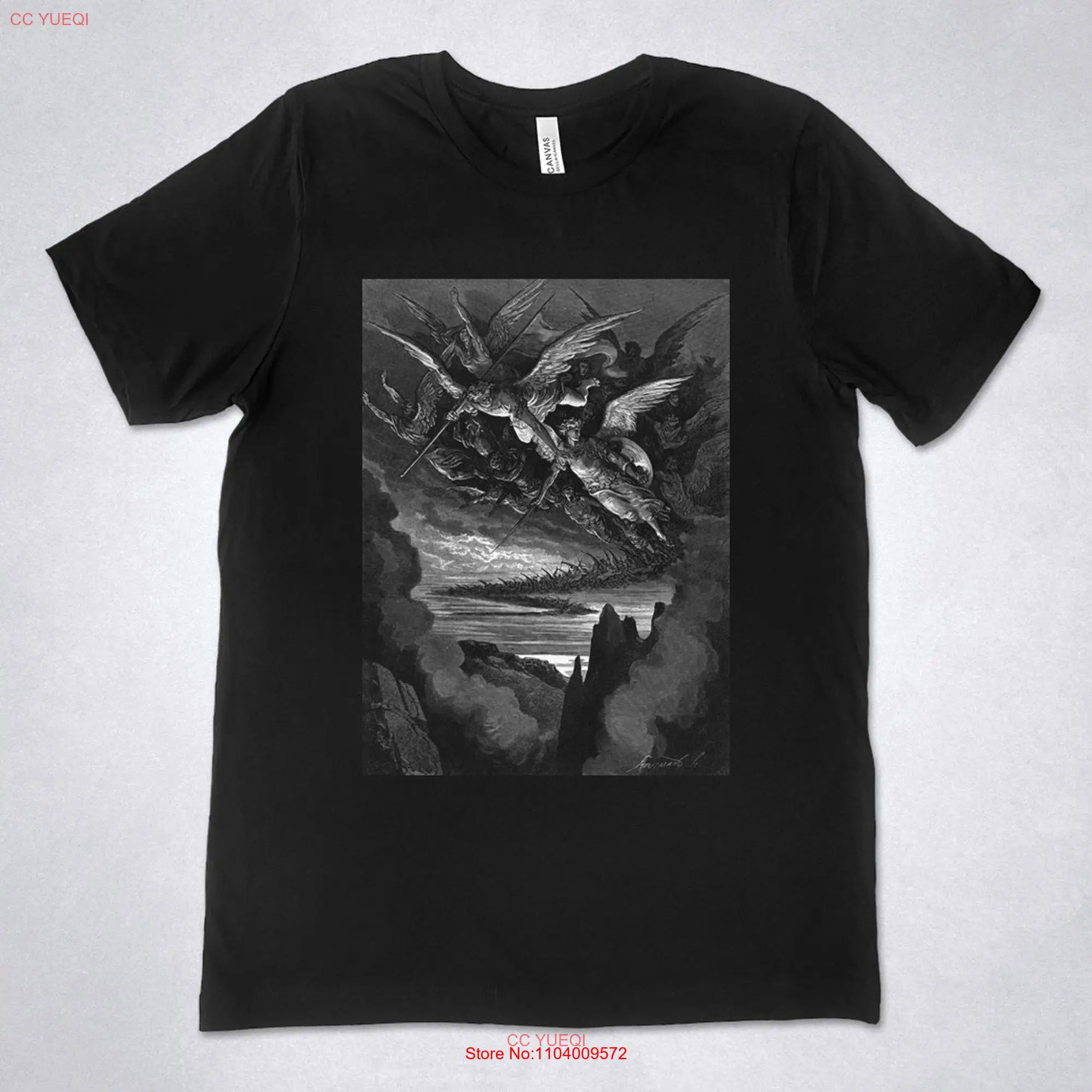 GUSTAVE DORE t shirt Illustration John Milton Paradise Lost engraving Angels in the Sky long or short sleeves