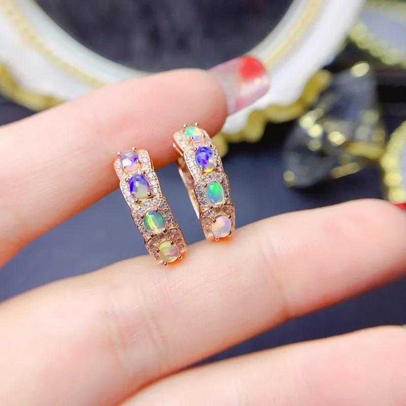 925 Sterling Silver Natural Fire Opal English Lock Earrings Red Natural Opal AAA VVS Earth Mined Untreated