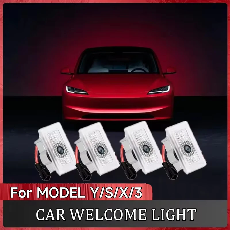 For Tesla Model 3/Y/S/X Welcome Light Modified Decorative Door Projection Ambient LED LightsProjector Door Step Light Promotion