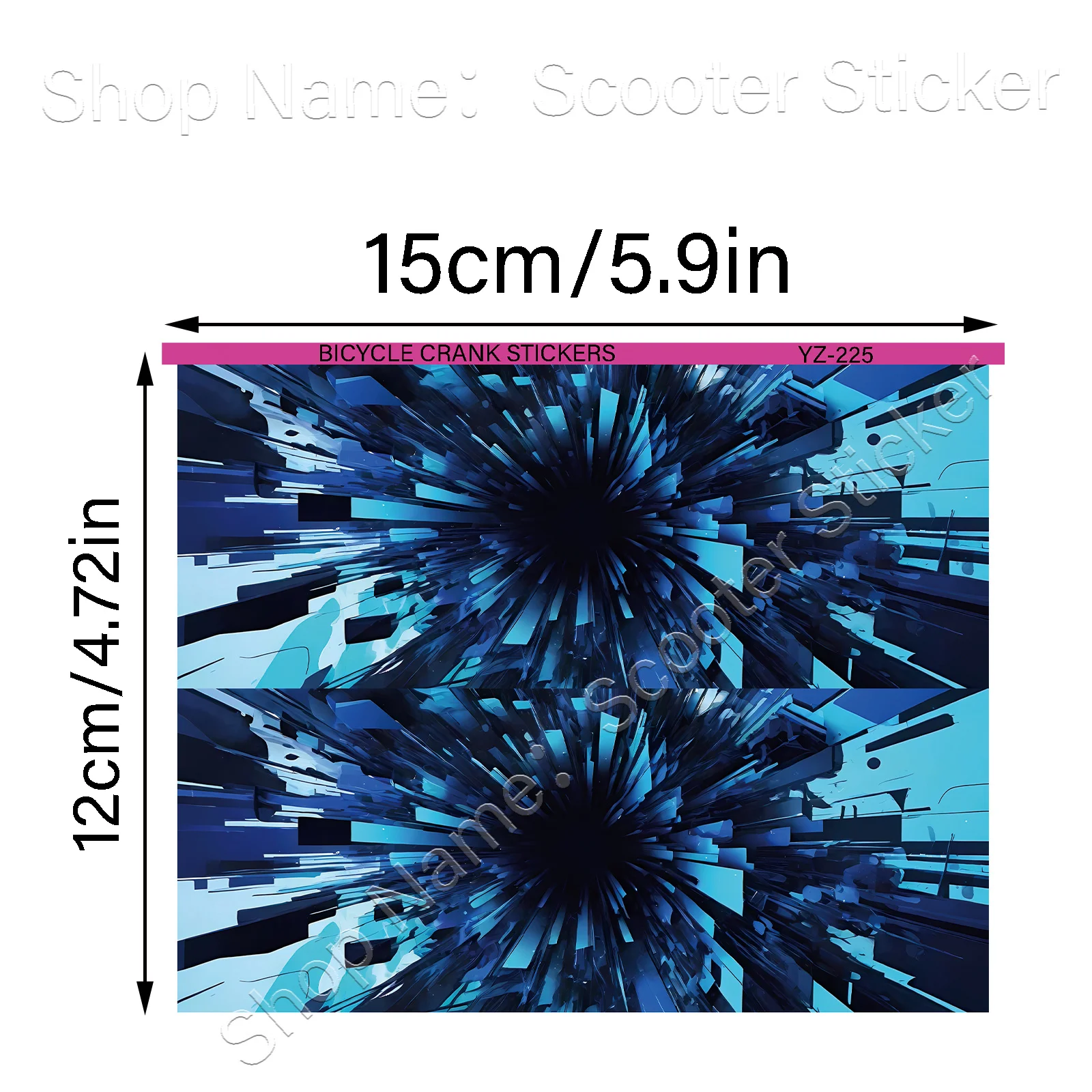 1Pair 2D Flat Blue Burst Crank Arm Vinyl Sticker, Waterproof Decal for MTB Crankset Decor, Holiday Gift