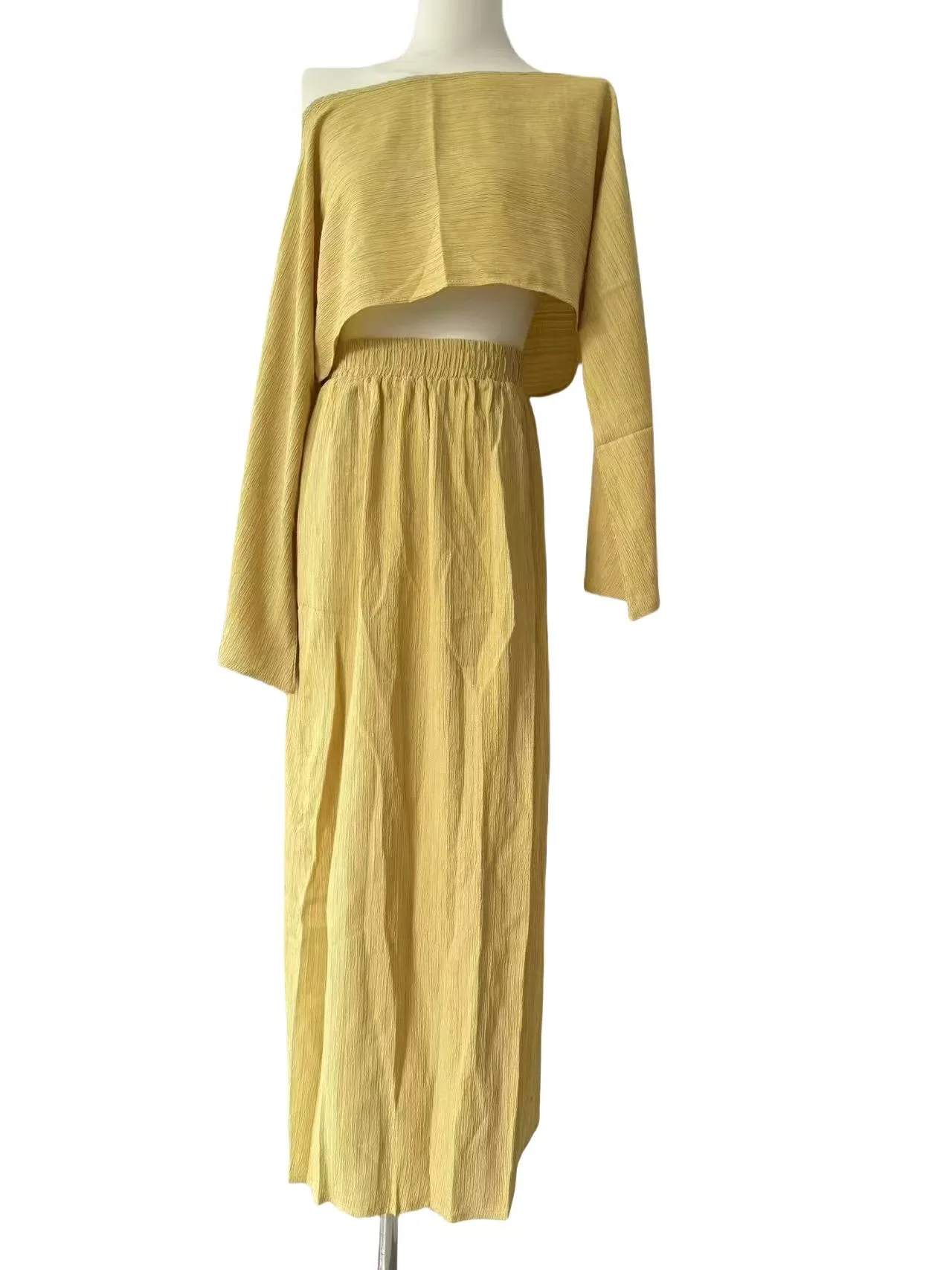 Skirts Set  Linen Blended Short Top Casual Solid Skirt Sets Vacation High Waist Split Skirt Beach Bikini Coverup Lady Party Top view 6