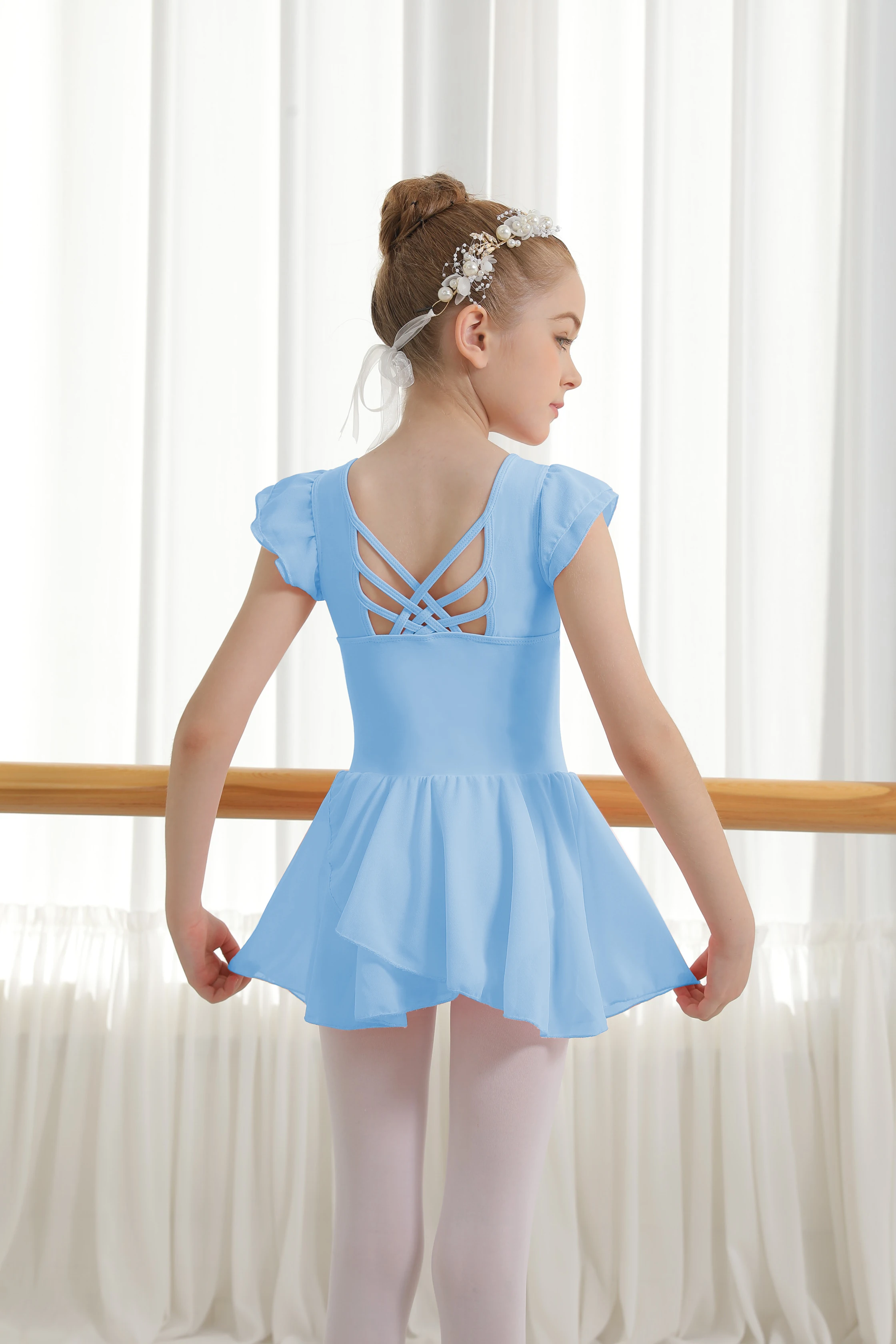 Girls Tank Ballet Leotards with Skirt Toddler Dance Dress,Cute Butterfly Hollow Back