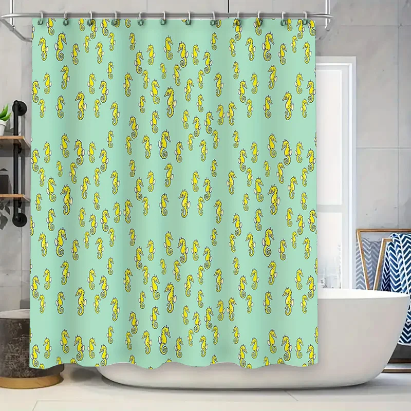 

Ocean Wave Shower Curtain Coastal Blue Bathroom Decor Sea Pattern Waterproof Fabric Liner Modern Home Textile Beach Vibes