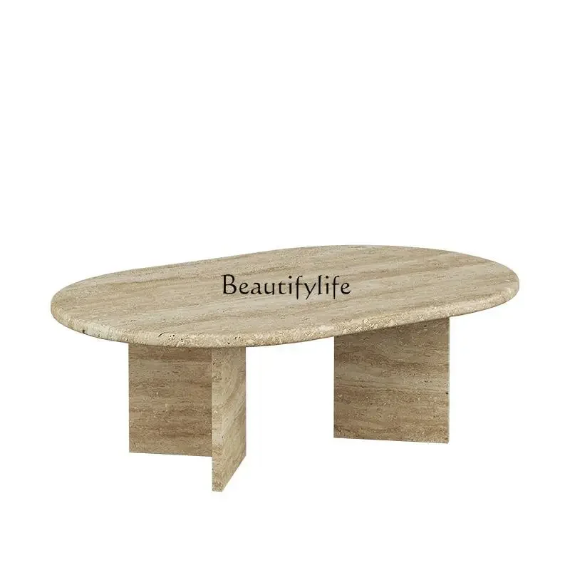 

FG10Living room natural travertine round coffee table modern simple luxury stone small tea tableL