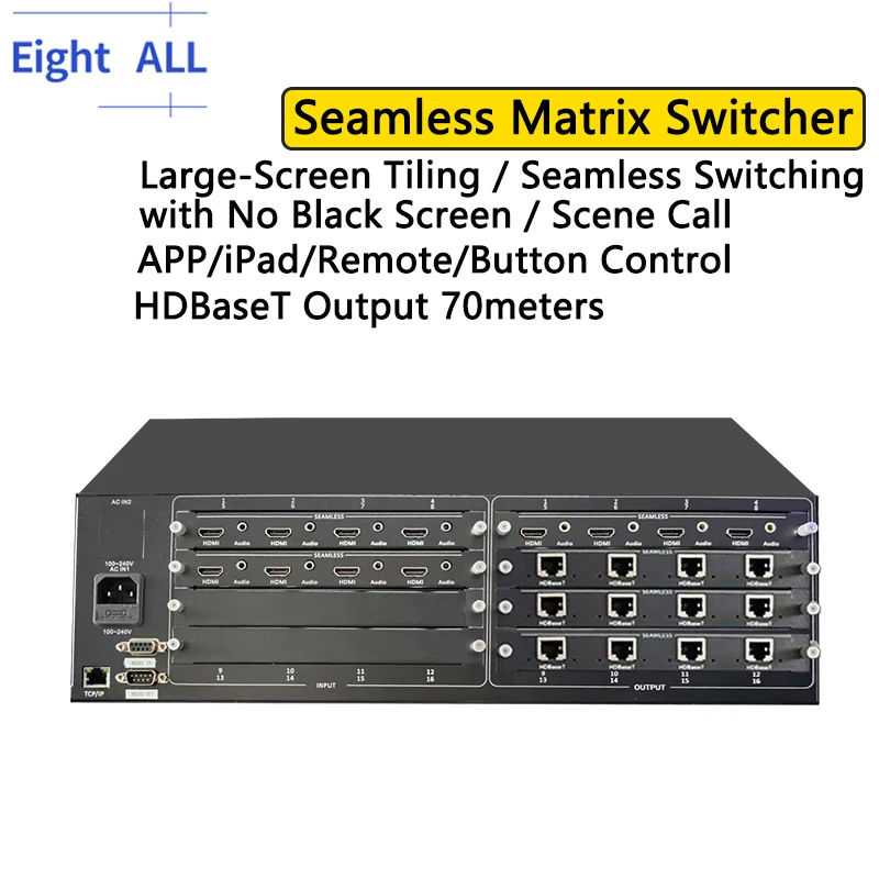 

4x4 8x12 16X16 аудио-видео бесшовный матричный переключатель HDBaseT видеостенный контроллер Поддержка программирования для ПК Управление без задержки