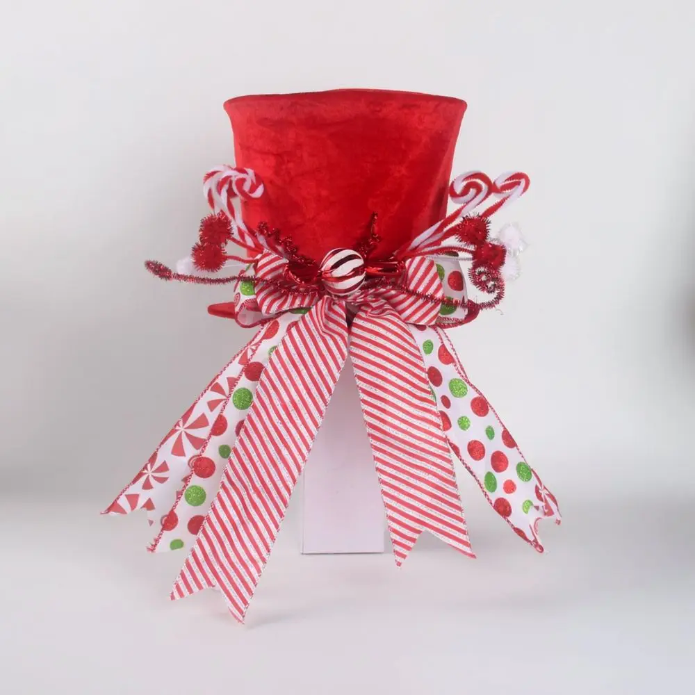 christmas-tree-topper-hat-bowknot-bell-design-retractable-ornament-festive-decor-for-holiday-party-tree-accessory