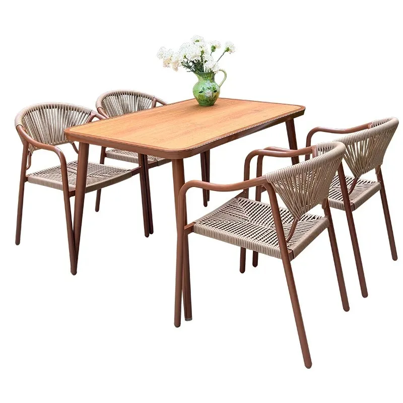 Outdoor Courtyard Tables And Chairs Garden Villa Tables Waterproof Sunscreen Aluminum Alloy Outdoor Tables And Chairs Anti-rust