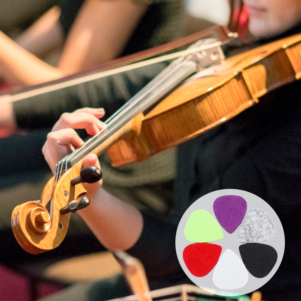 

6Pcs Ukulele Pick Set Wool Felt Guitar Plectrum Light Strong Not Easy Break for Bass Electric Guitar Playing Ukulele Pick