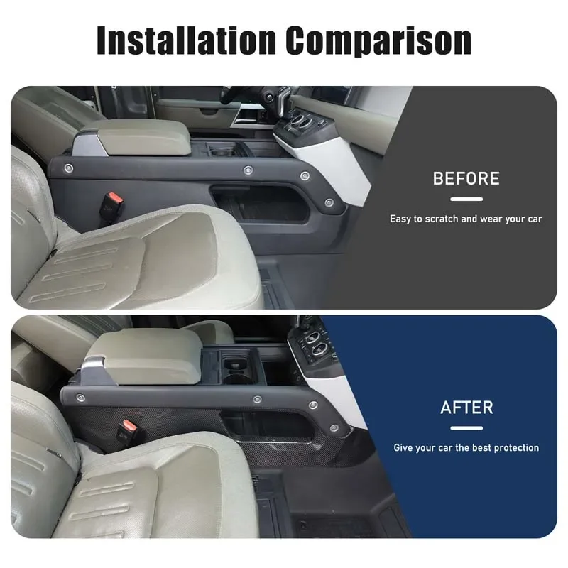 

2Pcs Real Carbon Fiber For Land Rover Defender 90 110 2020+ Car central control handrail side large panel Interior accessories