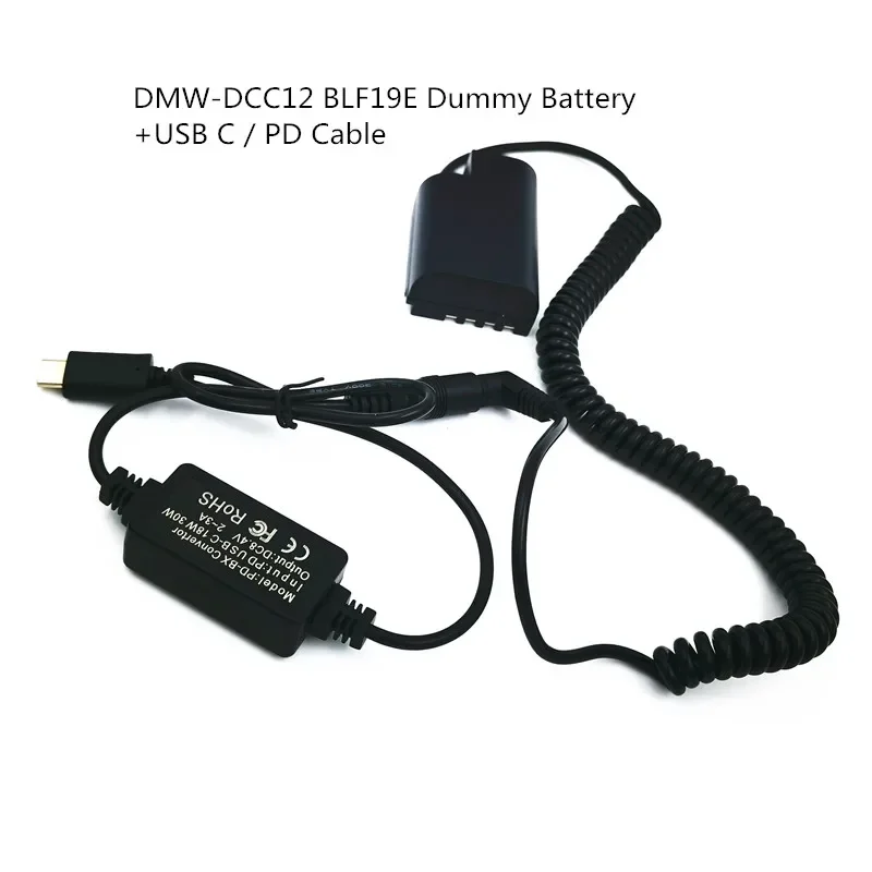 PD Type-C USB-C Convertor DMW-DCC12 DCC12 DC Coupler BLF-19 Dummy Battery for Panasonic Lumix DMC-GH3 GH4 GH3K GH4K GH5 G9