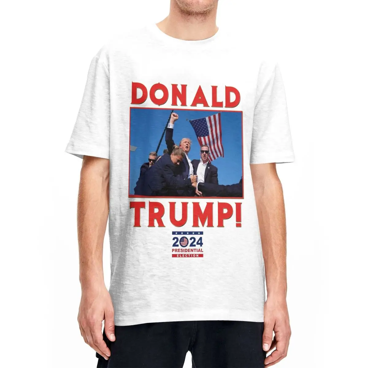 Trump Assassination Attempt Shooting T-Shirts for Men Women Humor Pure Cotton Tees Crewneck Short Sleeve T Shirt Unique Clothes