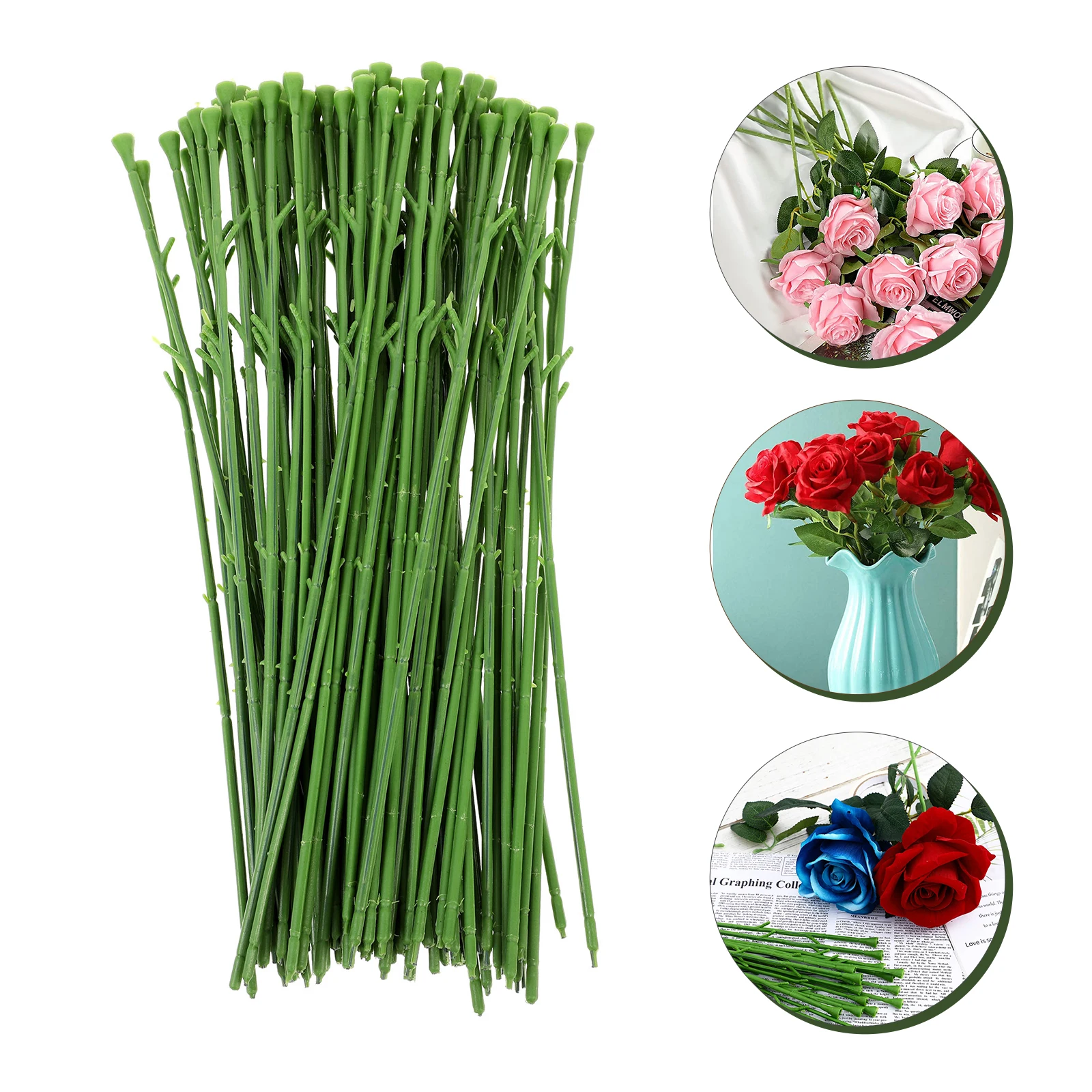 

50 pcs Artificial Stem Making Rod Faux Flowers Short Arrangement Home Decor Flexible Craft Making Flower Rod Supplies