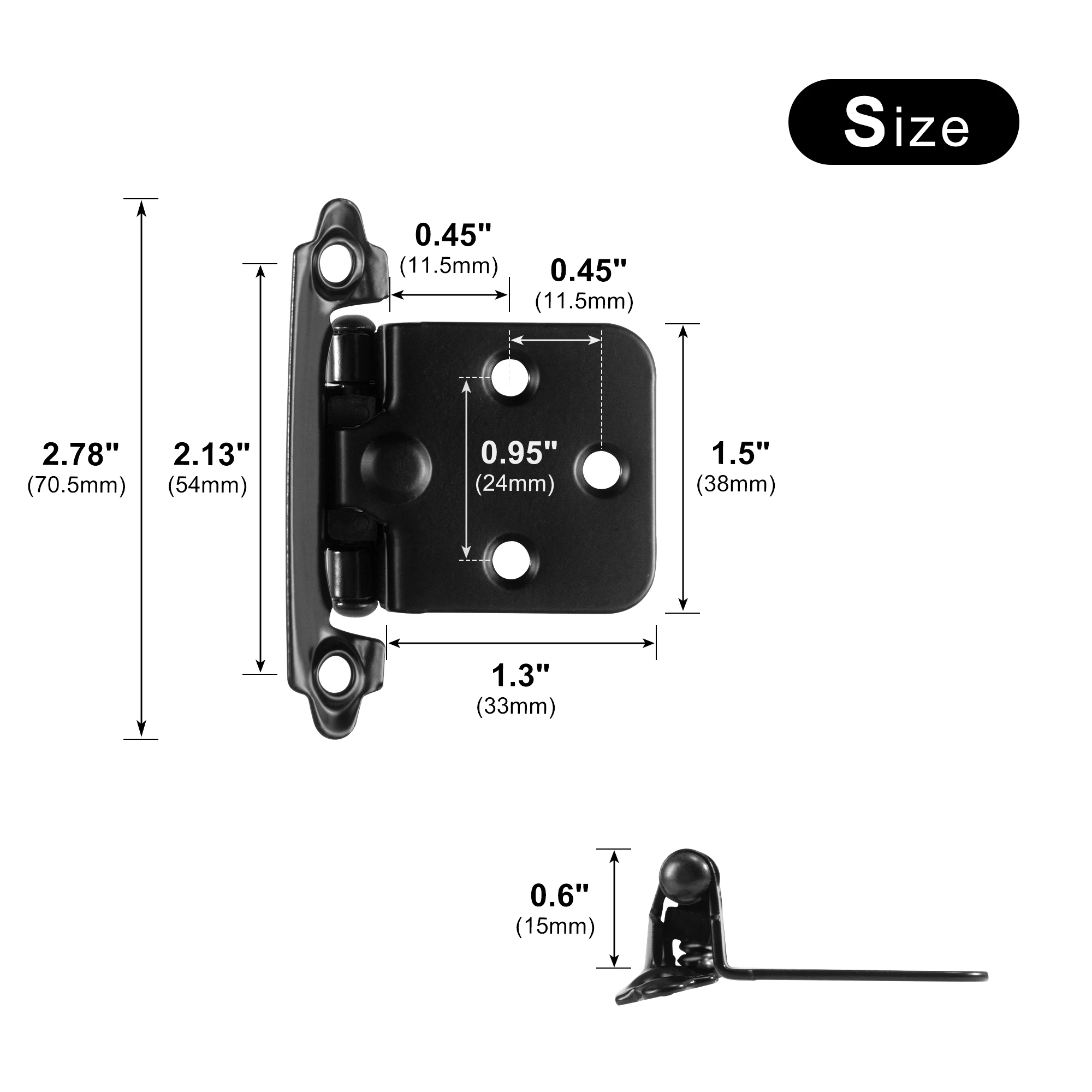 Decorative Metal Self Closing Cabinet Hinges for Wood Kitchen Furniture 1/2\