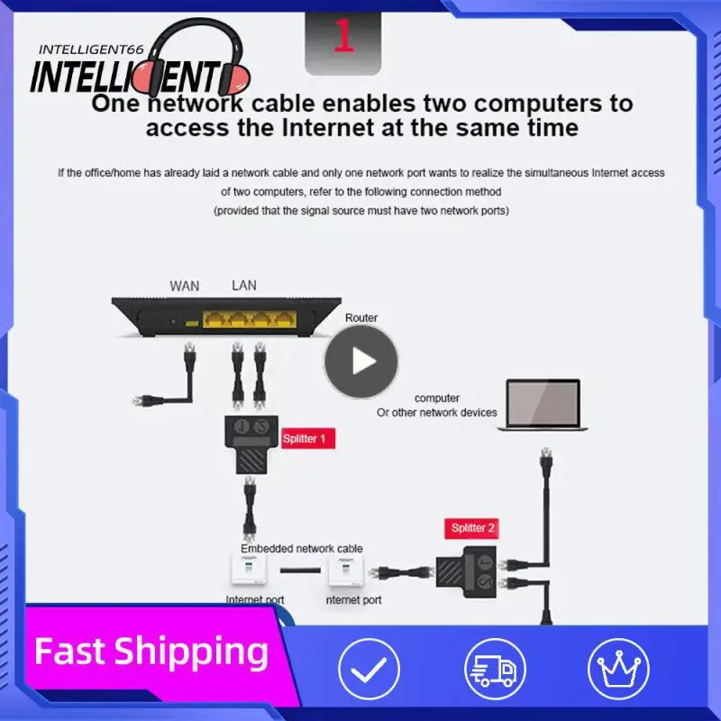 Vention-Divisor RJ45 de 1 a 2, adaptador de red hembra, extensor de red, Conector de extensión para Cable Ethernet de ordenador portátil