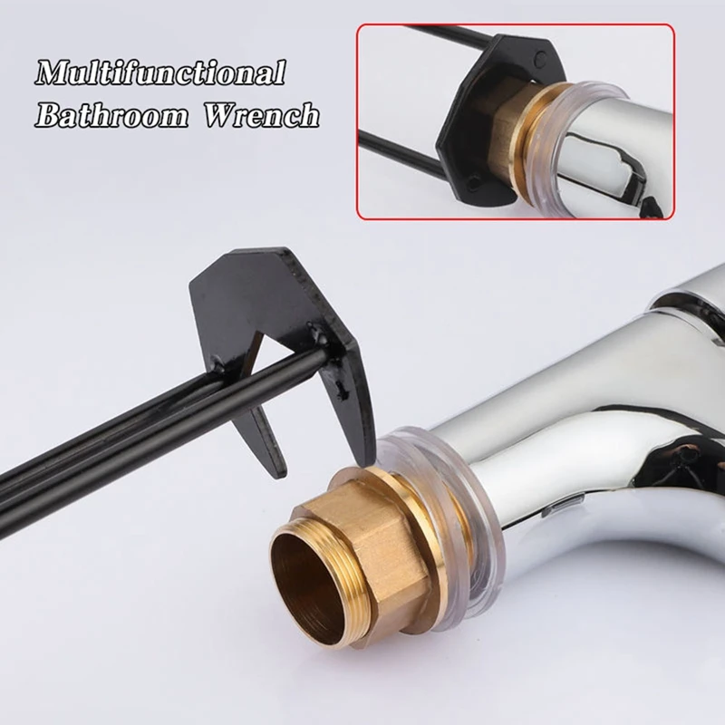 FYBL Kitchen Repair Plumbing Tool, Sink Faucet Key Wrench, Bathroom Wrench Tool Set, 3 Bayonet Plumbing Pipe Four-Claw Tool for