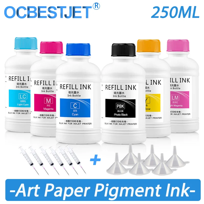 

6 Colors Art Paper Ink 250ML For Epson L1110 L1800 L805 T25 T23 TX125 TX135 4800 4880 7800 7880 Inkjet Printer Pigment Ink