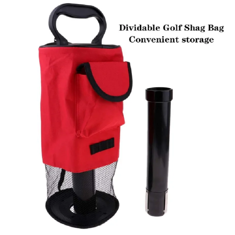 HOW TRUE Golf Ball Retriever Portable Shag Bag Golf Ball Pick Up with Removable Plastic Tube Pocket Shagger Storage