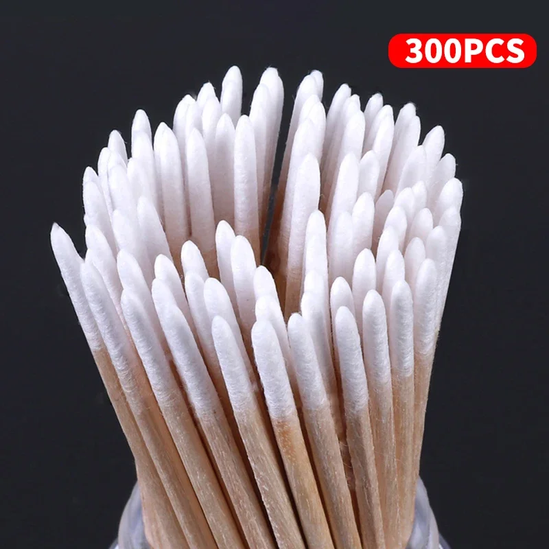100/300 pçs bordado apontado cotonetes de algodão feminino ferramenta cosméticos nariz orelha limpeza batom cabeça vara bastonil pano de algodão