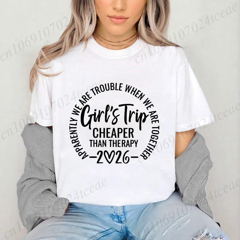 Girls Trip 2026 T-Shirts，Cheaper Than Therapy T-Shirt，Girls Weekend Summer Vacation Shirt,Besties Vacation Tee,Group Trip Gifts