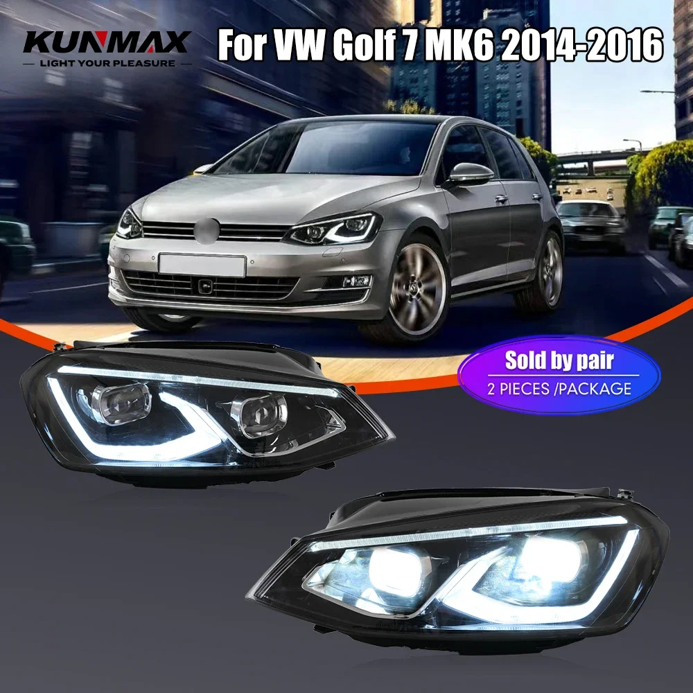 

Пара светодиодных автомобильных фар в сборе для VW Golf 7 MK6 2014-2016, передняя фара, DRL, указатель поворота, фары Plug and Play