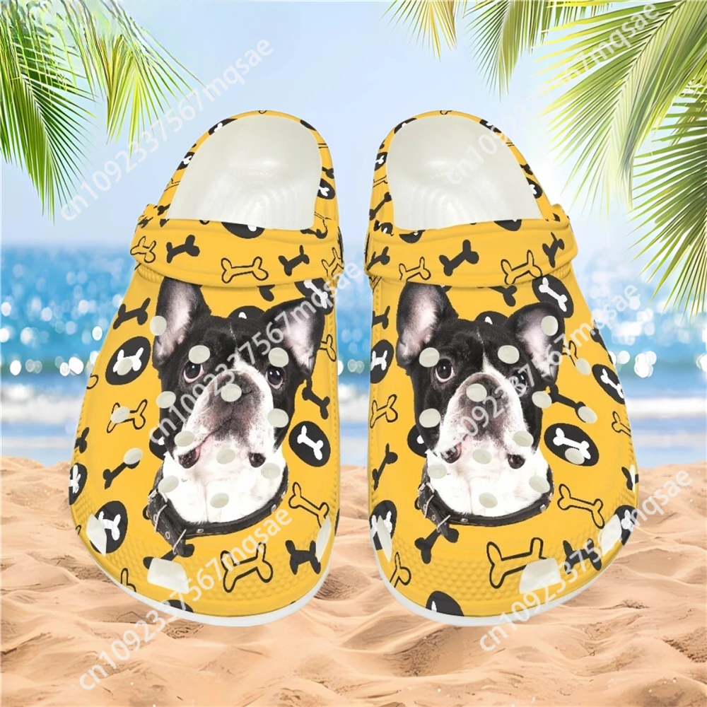 Breathable Hollow Out Slippers Lovely Pug Dog Design Clogs Shock Absorption Slides Sandals Lightweight Non-Slip Garden Shoes Hot