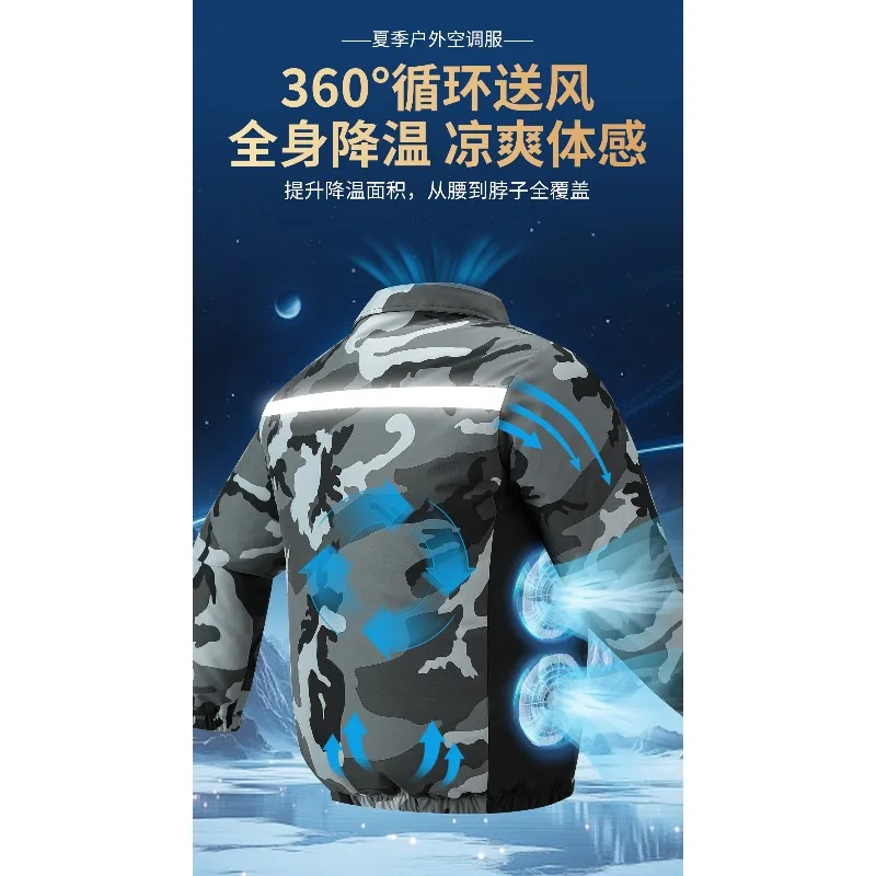 Adult Unisex Air Cooled Fan Jacket Wearable Air Condition Suit Breathable Apparel for High Temperature Operations