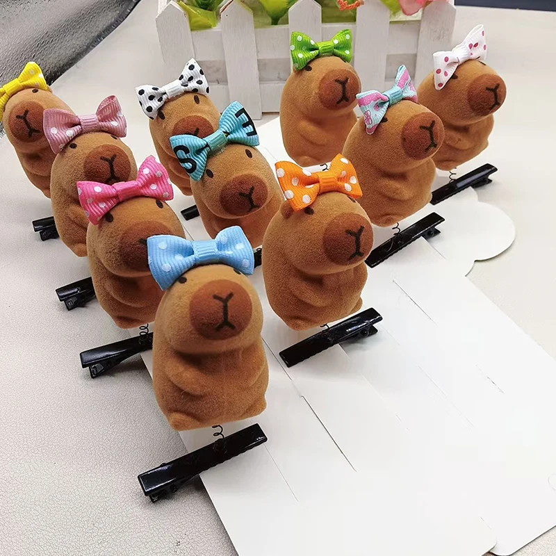 10/20Pcs  Kawaii Little 3D Capybara Spring Duckbill Clip Bangs Side Clips Hairpin Hair Accessories