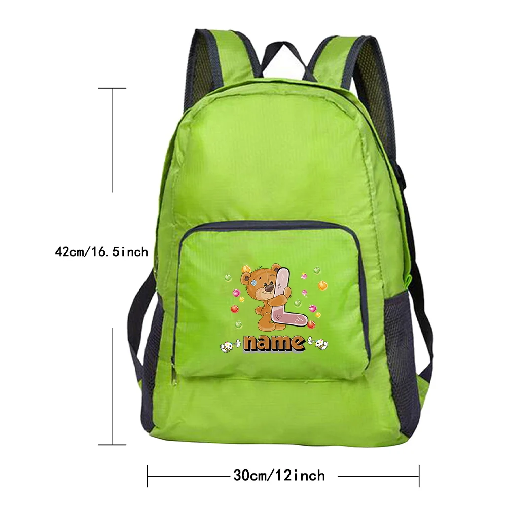 Customized Name Portable Backpacks Lightweight Folding Backpack Large Capacity Dustproof Sports Bag Unisex Foldable Gym Bags