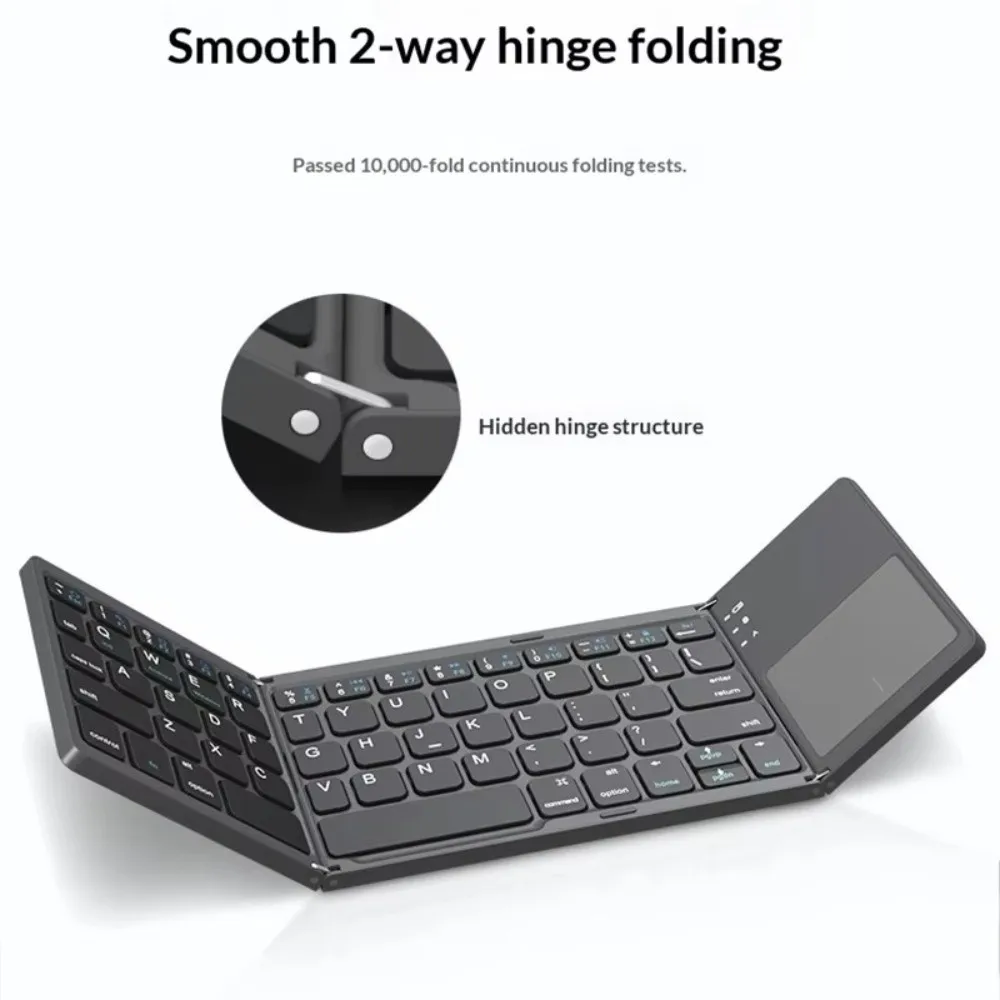 

Slient Foldable Wireless Keyboard Portable Universal Rechargeable Keyboard Ergonomic with Touchpad Mini Foldable Keypad Travel