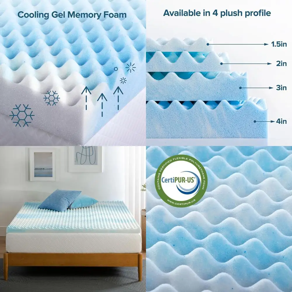 

Топпер из пены с эффектом памяти Queen Size Swirl Gel — компактная упаковка, охлаждение и воздушный поток, сертифицированная сертифицированная в США