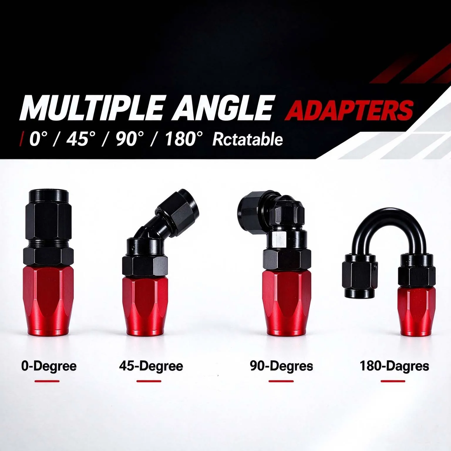 AN4 AN6 AN8 AN10 AN12 Hose End Connector Aluminum Fuel Oil Reusable Fitting 0 45 90 180 Degree Rotatable Adapter