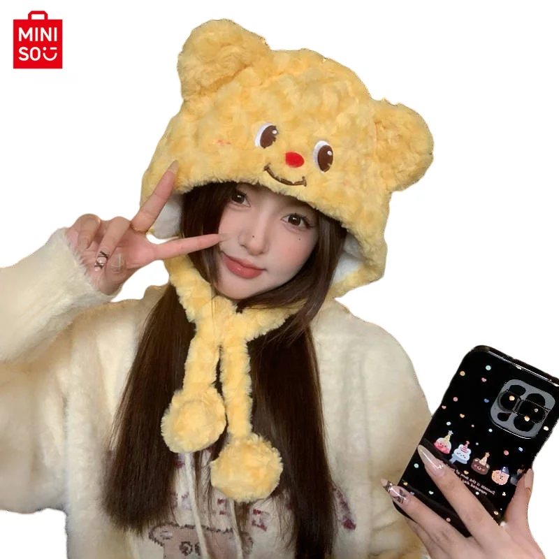 butter teddy bear cute hat for autumn and winter cycling warm ear protection windproof and cold proof cartoon thick Lei Feng hat