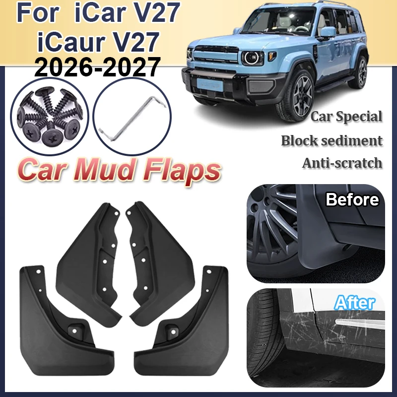 Auto-Schmutzfänger für iCar V27 Zubehör Chery iCaur V27 2026 2027 Vordere und Hintere Kotflügel Radabdeckungen Schmutzschutz Auto-Accessoires