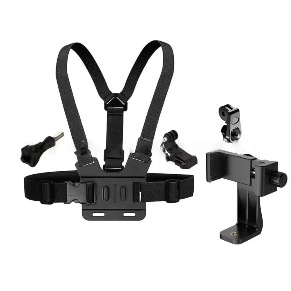 1 PC Adjustable Phone Clip Holder With Chest Strap Fixation Bracket for Sport Camera Mobile Phone Camera Black Holder Accessory - náhled 6