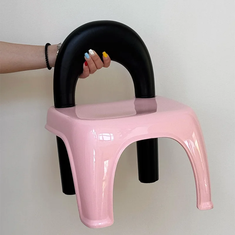 

Non-Slip Bath Stool with Handle,Dopamine Pastel Shower Seat,Thickened Entryway Bench for Room,Fold-Carry Portable Ottoman Stool