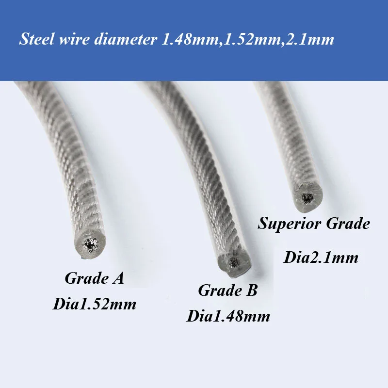 Special plastic coated stainless steel wire rope for grinding machine 4mmx2m Hand cranked 618 sling flat steel cable no-magnetic