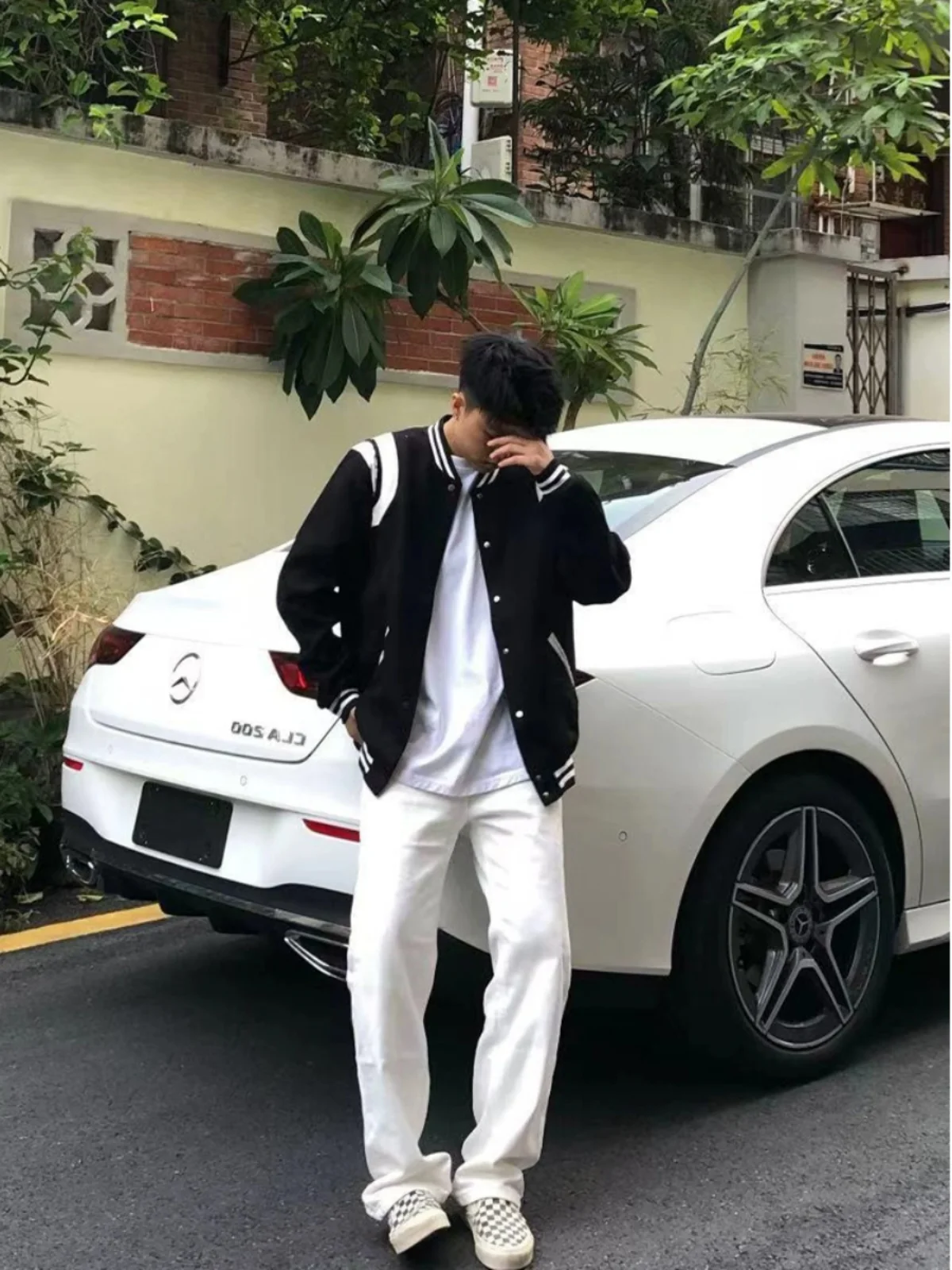 

Loose Fit Preppy Sle Color Blo Baseball Jaet for Men And Women Spring Autumn Woolen Pilot Coat Casual Outerwear