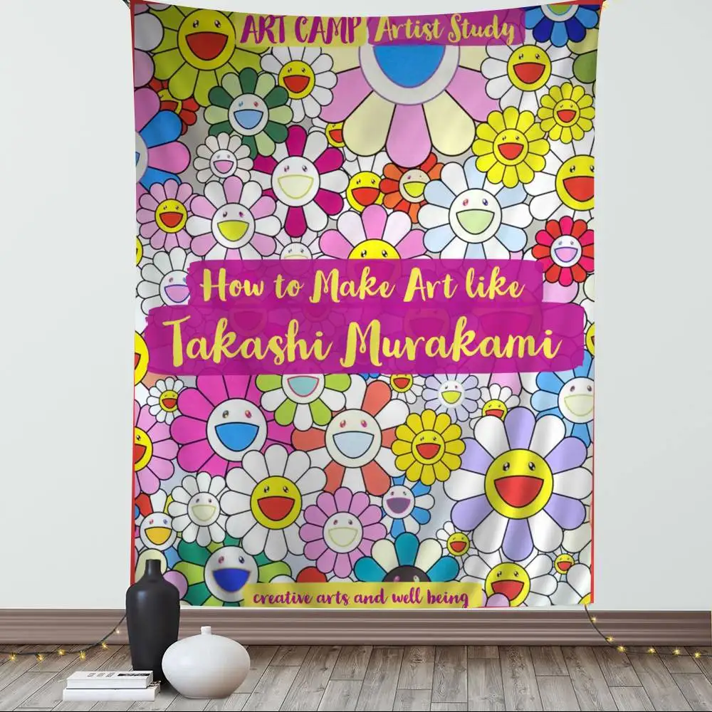 Art T-Takashi M-Murakamis Tapestry Art Printing Japanese Wall Tapestry Anime Wall Hanging Home Decor