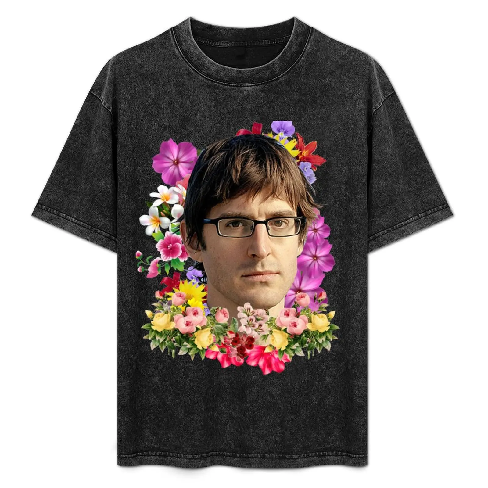 

Louis Theroux Floral T-Shirt Minimalist Plain Crew Neck T-Shirt