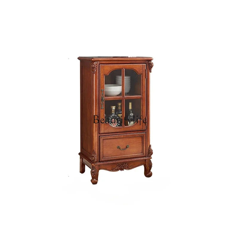 American-Style Small Wine Cabinet Wall-Mounted Glass Door Decoration Solid Wood European-Style Display Cabinet