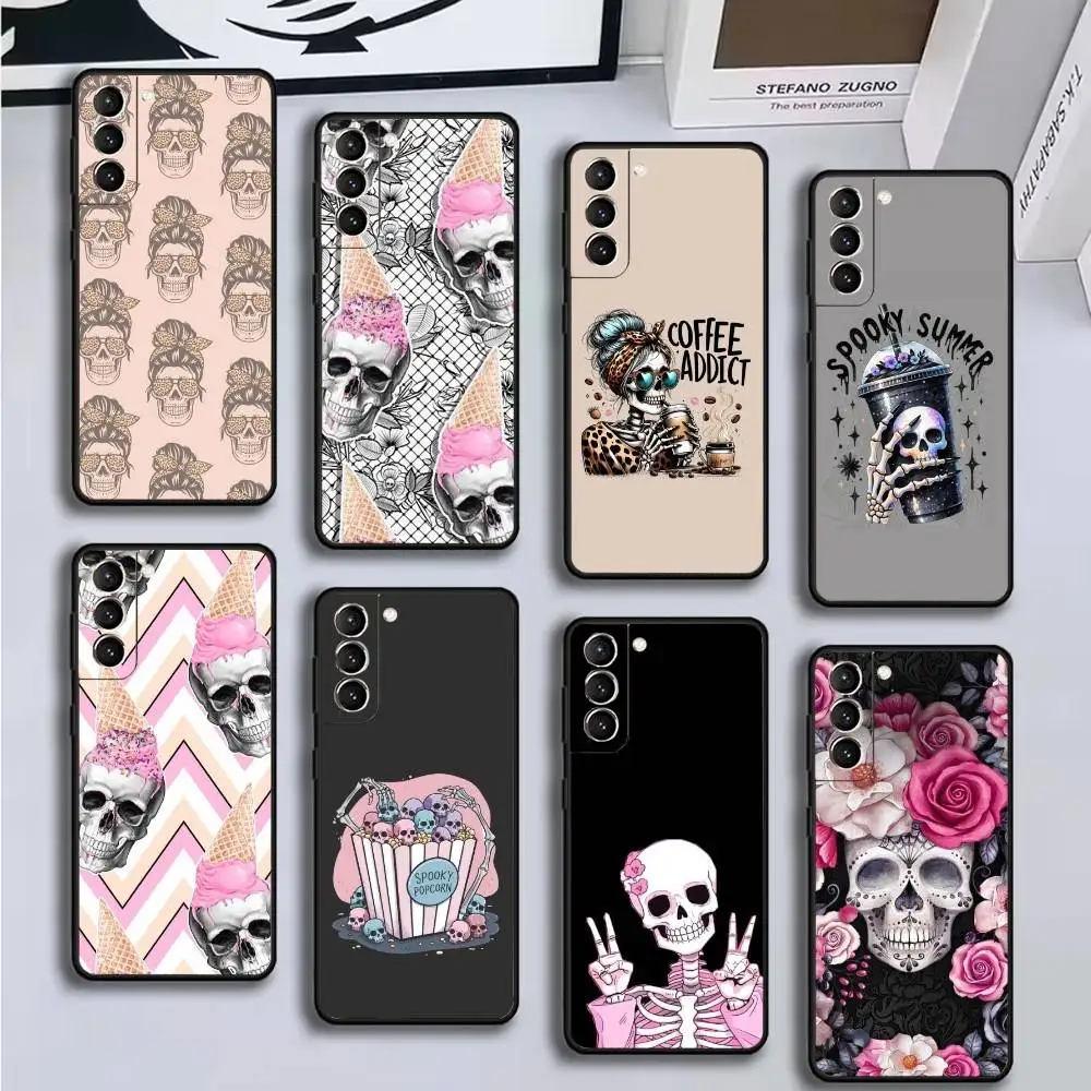 

Skull design Phone Case For Samsung GalaxyA13,21s,22,31,32,52,53,71,72,73,Soft Black Cover