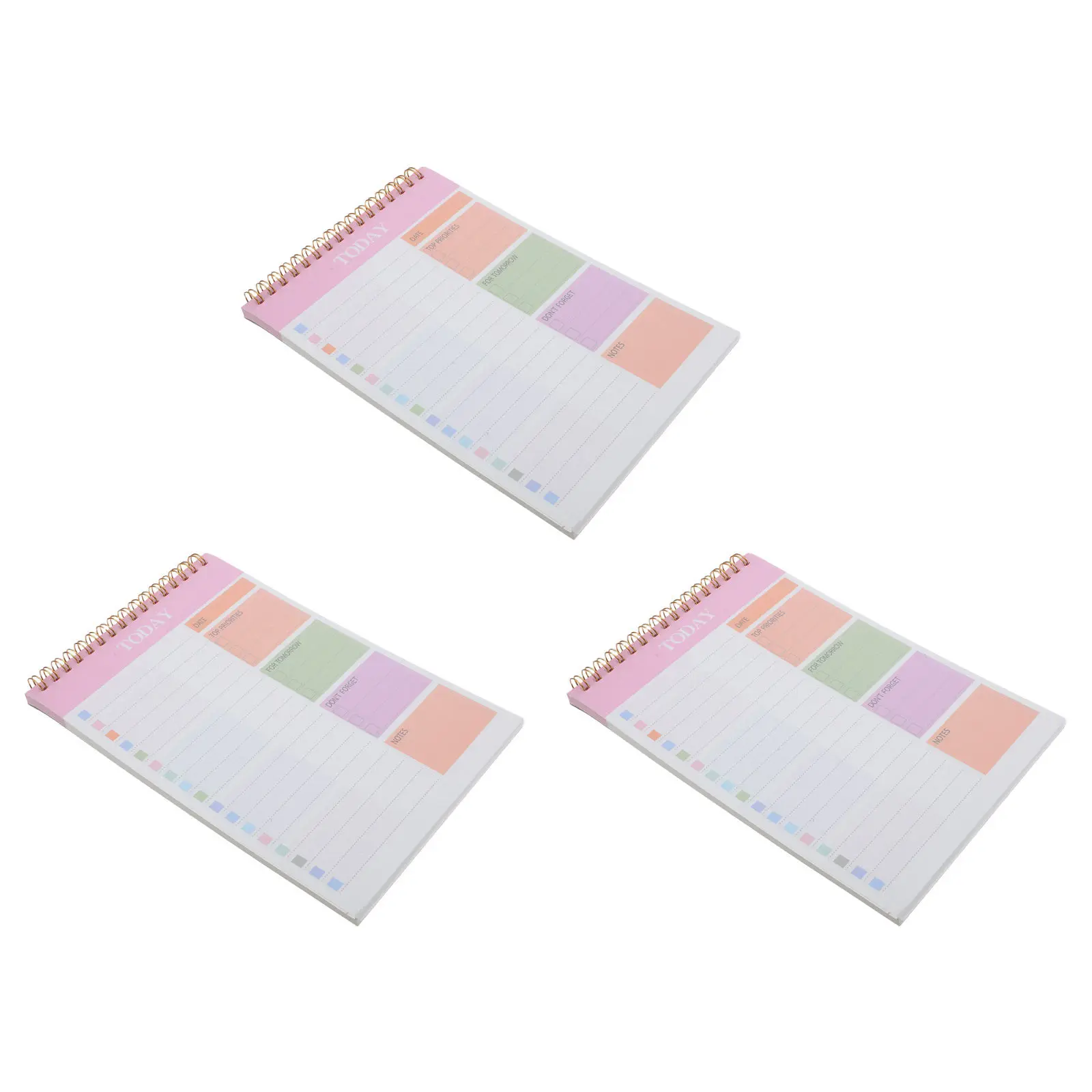3 Books to Do List Notepad A5 Undated Daily Planner Spiral Bound 52 Tear-Off Sheets Task Organizer School Work Personal Goal