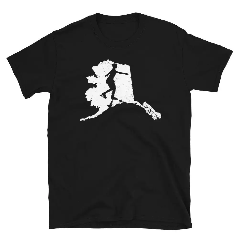 Ice Skating T Shirt Alaska Map Figure Skater Art