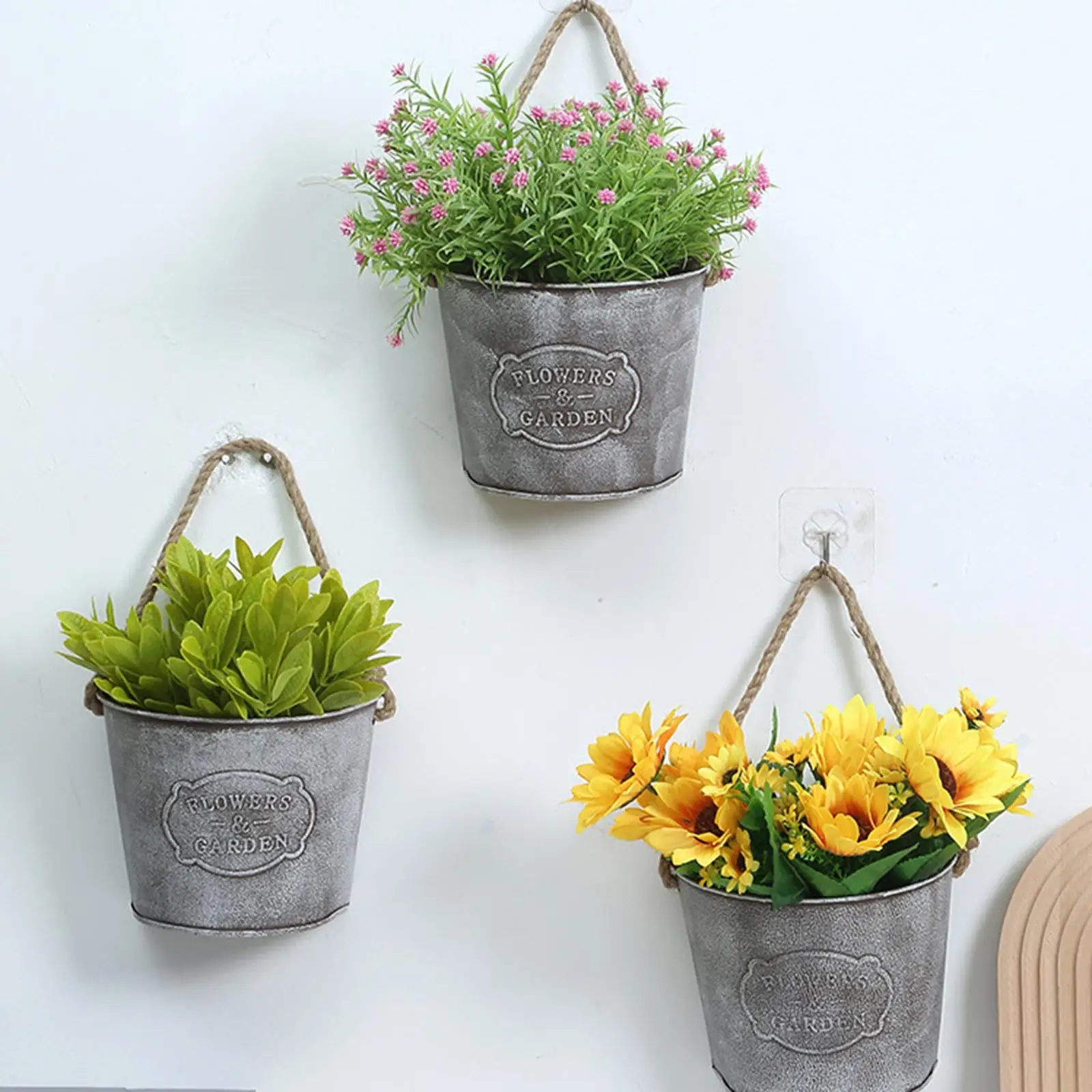 Vintage Semi Circular Hanging Basket Iron Flower Vase Wall Decor for Garden Balcony Decoration Interiors
