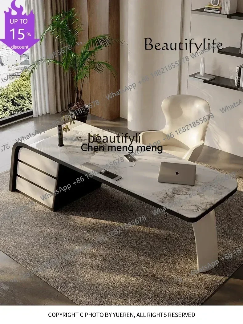 

Light Luxury Minimalist Stone Plate Desk Modern Simple Computer Desk Home DeskzG185